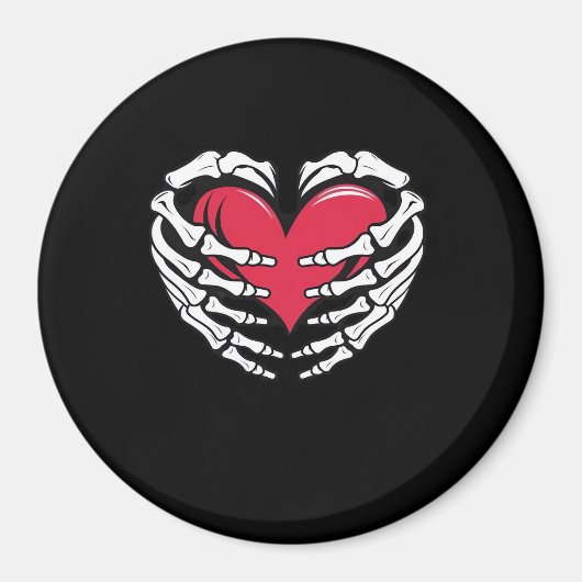Herz in den Skeletthandschuhen Classic Magnet (Vorne)