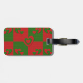 Herz in den Weihnachtsfarben Red Green Felting Loo Gepäckanhänger (Rückseite horizontal)