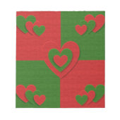 Herz in den Weihnachtsfarben Red Green Felting Loo Notizblock (Vorderseite)