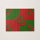 Herz in den Weihnachtsfarben Red Green Felting Loo Puzzle (Horizontal)