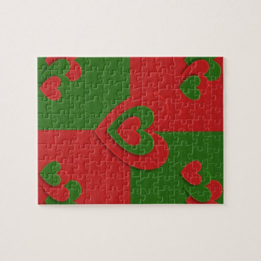 Herz in den Weihnachtsfarben Red Green Felting Loo Puzzle (Horizontal)