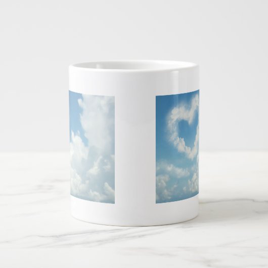 Herz in den Wolken, blauer Himmel-romantischer Jumbo-Tasse (Vorderseite)