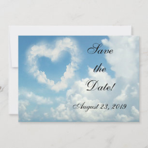 Herz in den Wolken, Romantische Liebe unter blauem Save The Date
