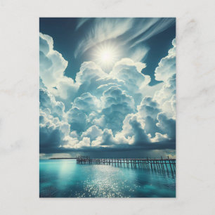 Herz in den Wolken über dem Ozean Erbe Postkarte