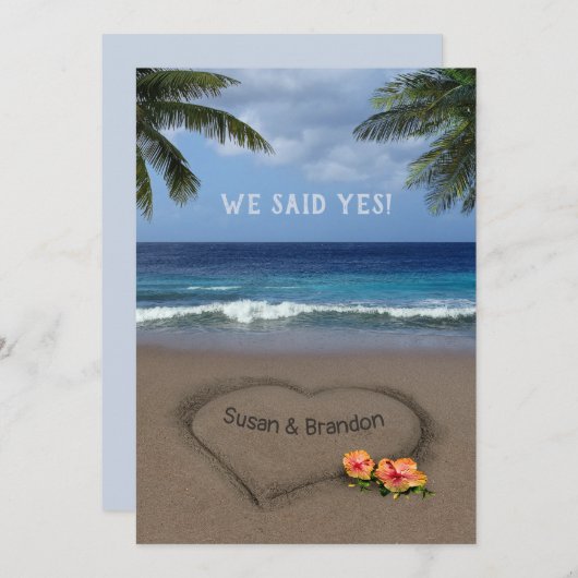 Herz in der Sand (anpassbar) Hochzeit Ankündigung (Vorne/Hinten)