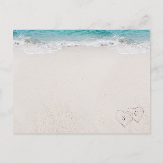 Herz in der Sand Beach Brautparty Rezept Card Postkarte (Rückseite)