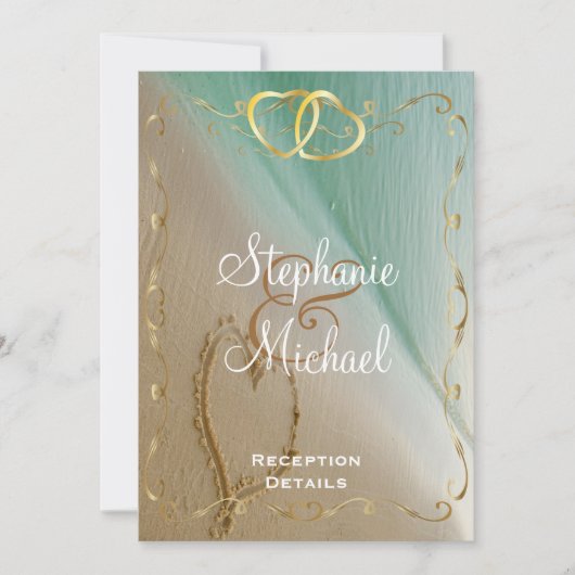 Herz in der Sand-Empfang-Karte Einladung (Vorderseite)