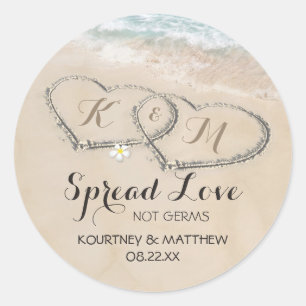 Herz in der Sand Hand Sanitizer-Gastgeschenk Hochz Runder Aufkleber