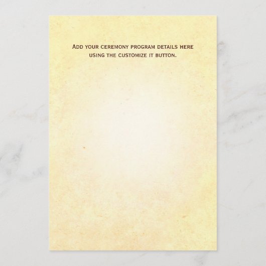 Herz in der Sand-Hochzeitsprogramm-Karte Programm (Rückseite)