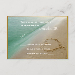 Herz in der Sand Wedding RSVP Karte geschnitzt
