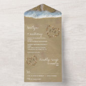 Herz in der Sandstrandhochzeit All In One Einladung (Innen Boden)