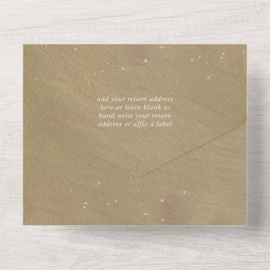 Herz in der Sandstrandhochzeit All In One Einladung (Rückseite)