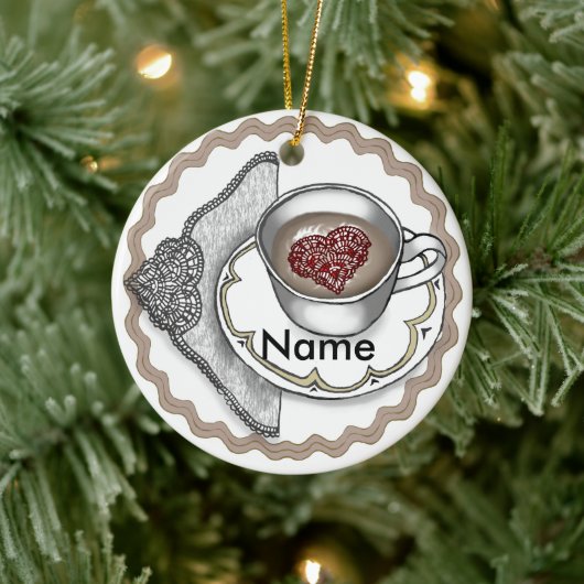 Herz in einem Cup-Ornament Keramik Ornament (Baum)