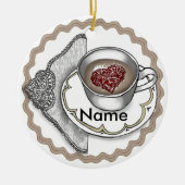 Herz in einem Cup-Ornament Keramik Ornament (Vorne)