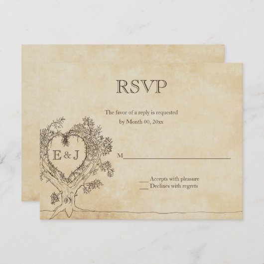 Herz in einem Treppenhochzeitskarten RSVP Karte (Vorne/Hinten)
