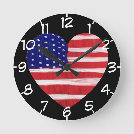 Herz in Flag Farben nummeriert rund Uhr (Vorderseite)