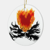 Herz in Flammen Keramikornament (Links)
