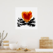 Herz in Flammen Poster (Küche)
