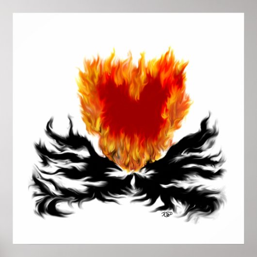 Herz in Flammen Poster (Vorne)