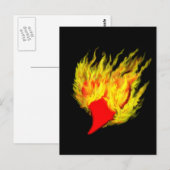 Herz in Flammen Postkarte (Vorne/Hinten)