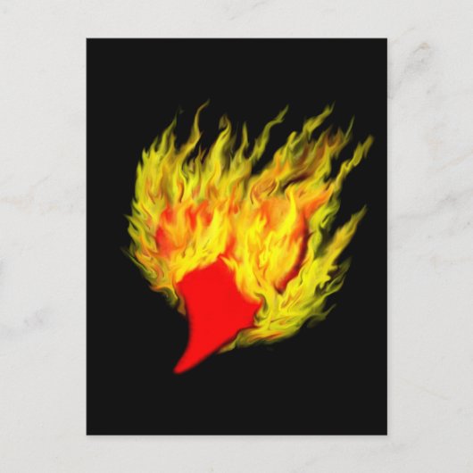 Herz in Flammen Postkarte (Vorderseite)