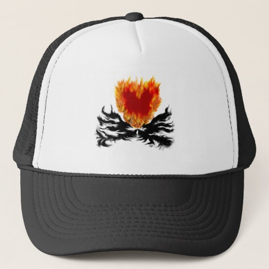Herz in Flammen Truckerkappe (Vorderseite)