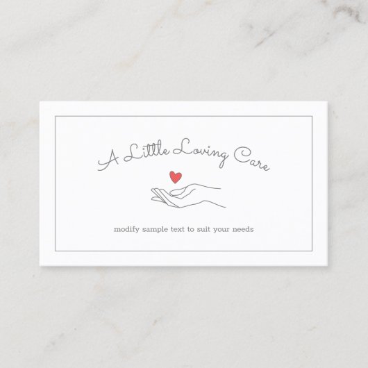 Herz in Hand Ältere Mit Behinderung Pfleger Visitenkarte (Vorderseite)