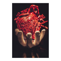 "Herz in Hand drucken", "Poster Paper (Matte)frame