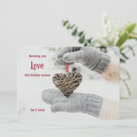 Herz-in-Hand-Urlaubskarte Einladung (Stehend Vorderseite)