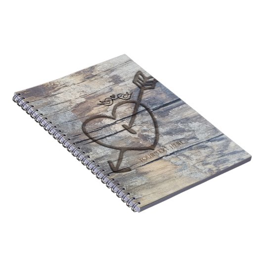 Herz in Holz Liebe Vögel rustikal Notizblock (Rechte Seite)