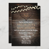 Herz in Holz- und Strandlicht Hochzeit Einladung (Vorne/Hinten)