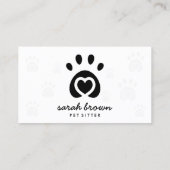 Herz in Pet Paw Visitenkarte (Rückseite)
