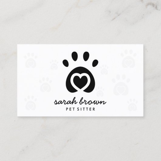 Herz in Pet Paw Visitenkarte (Rückseite)