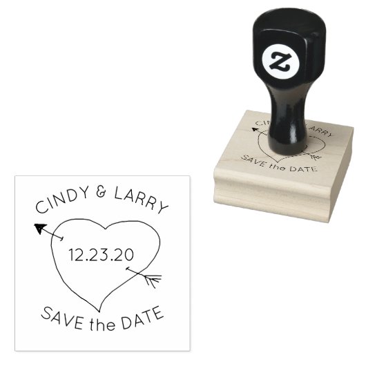 Herz in Pfeil Save the Date Niedliche Hochzeits-Br Gummistempel (Stempel)