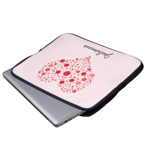 Herz in Punkten Laptopschutzhülle (Vorne Knopf)