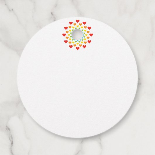 Herz in Regenbogenfarbe Geschenkanhänger (Rückseite)