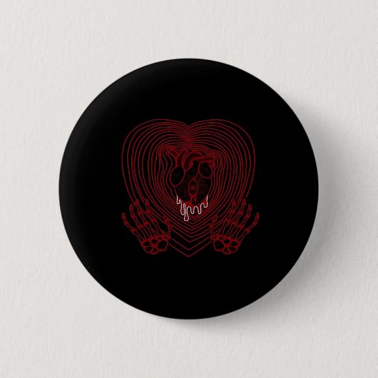 Herz in Rot weinen - Skeletthörnchen Button (Vorderseite)