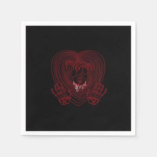 Herz in Rot weinen - Skeletthörnchen Serviette (Vorderseite)