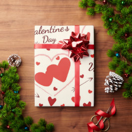 Herz in rot-weiß-weißem Papier Geschenkpapier