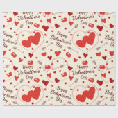 Herz in rot-weiß-weißem Papier Geschenkpapier (Flach)