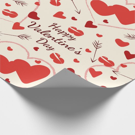 Herz in rot-weiß-weißem Papier Geschenkpapier (Ecke)