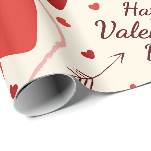 Herz in rot-weiß-weißem Papier Geschenkpapier (Rolleneckpunkt)