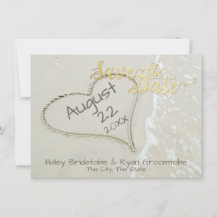 Herz in Sand Beach Hochzeit Save The Date