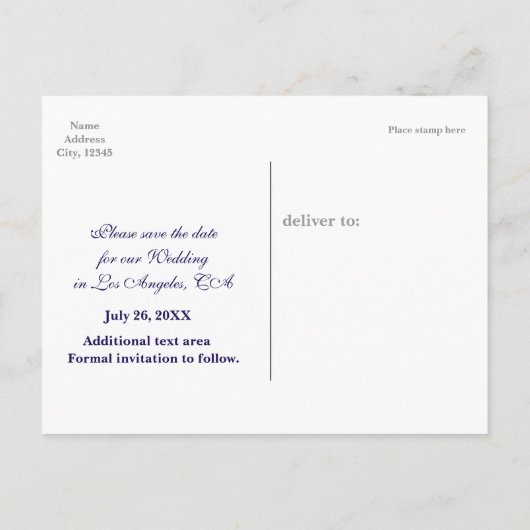 Herz in Sand Beach Tropical Wedding Datum Postkart Ankündigungspostkarte (Rückseite)