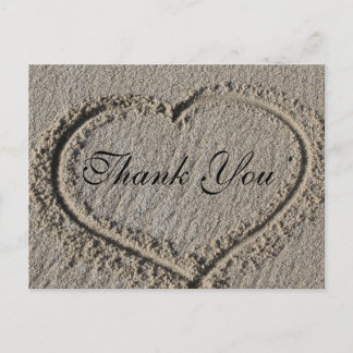 Herz in Sand Danke Postkarte