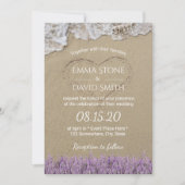 Herz in Sand Lavender Floral Beach Hochzeit Einladung (Vorderseite)
