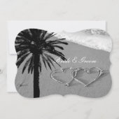 Herz in Sand Tropical Strand Hochzeit Einladungen (Rückseite)