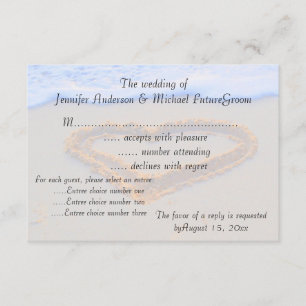 Herz in Sand UAWG Beach Hochzeit RSVP Karte