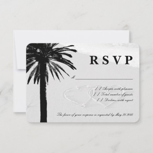 Herz in Sand UAWG Hochzeitskarten | Strand RSVP Karte (Vorderseite)