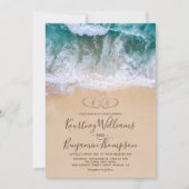 Herz in Shore Beach Wedding Einladung (Vorderseite)